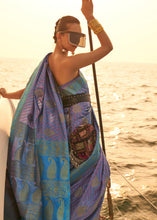 Load image into Gallery viewer, Purple &amp; Blue Two Tone Designer Satin Silk Saree