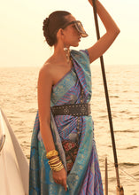 Load image into Gallery viewer, Purple &amp; Blue Two Tone Designer Satin Silk Saree