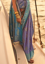 Load image into Gallery viewer, Purple &amp; Blue Two Tone Designer Satin Silk Saree