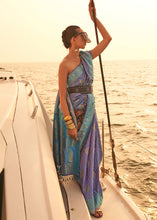 Load image into Gallery viewer, Purple &amp; Blue Two Tone Designer Satin Silk Saree