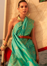 Load image into Gallery viewer, Shades Of Green Two Tone Designer Satin Silk Saree