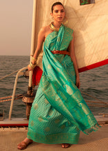 Load image into Gallery viewer, Shades Of Green Two Tone Designer Satin Silk Saree