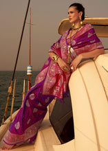 Load image into Gallery viewer, Lollipop Purple Two Tone Designer Satin Silk Saree