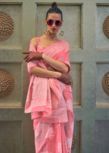 Load image into Gallery viewer, French Pink Chikankari Weaving Silk Saree with Sequins work
