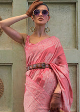 Load image into Gallery viewer, French Pink Chikankari Weaving Silk Saree with Sequins work