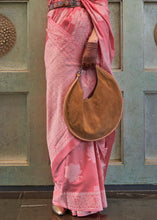 Load image into Gallery viewer, French Pink Chikankari Weaving Silk Saree with Sequins work