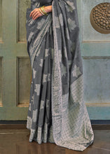 Load image into Gallery viewer, Iron Grey Chikankari Weaving Silk Saree with Sequins work