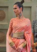 Load image into Gallery viewer, Salmon Orange Chikankari Weaving Silk Saree with Sequins work