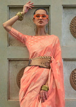 Load image into Gallery viewer, Salmon Orange Chikankari Weaving Silk Saree with Sequins work
