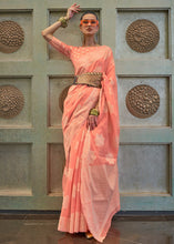 Load image into Gallery viewer, Salmon Orange Chikankari Weaving Silk Saree with Sequins work