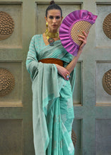 Load image into Gallery viewer, Turquoise Blue Chikankari Weaving Silk Saree with Sequins work