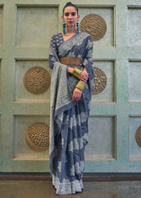 Load image into Gallery viewer, Porpoise Grey Chikankari Weaving Silk Saree with Sequins work