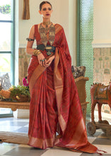 Load image into Gallery viewer, Maroon Red Two Tone Handloom Weaving Organza Silk Saree : Top Pick