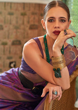 Load image into Gallery viewer, Indigo Purple Two Tone Handloom Weaving Organza Silk Saree : Top Pick