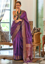 Load image into Gallery viewer, Indigo Purple Two Tone Handloom Weaving Organza Silk Saree : Top Pick