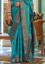 Load image into Gallery viewer, Cerulean Blue Two Tone Handloom Weaving Organza Silk Saree : Top Pick