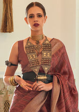 Load image into Gallery viewer, Chestnut Brown Two Tone Handloom Weaving Organza Silk Saree : Top Pick