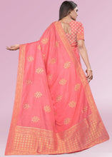 Load image into Gallery viewer, Punch Pink Zari Woven Silk Saree with Tassels on Pallu