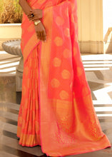 Cargar imagen en el visor de la galería, Dark Coral Pink Woven Soft Kanjivaram Silk Saree with overall Butti work