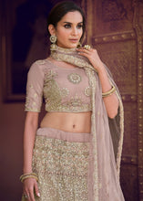 Laden Sie das Bild in den Galerie-Viewer, Lilac Purple Soft Net Lehenga Choli with Sequins, Thread, Zari &amp; Dori work