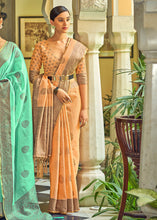 Load image into Gallery viewer, Cantaloupe Orange Linen Silk Saree with Overall Butti