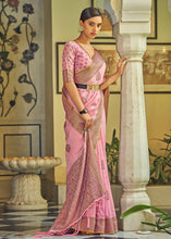 Load image into Gallery viewer, Lemonade Pink Linen Silk Saree with Overall Butti