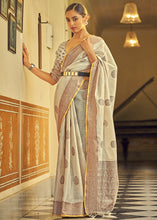 Load image into Gallery viewer, Oat Brown Linen Silk Saree with Overall Butti