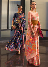 Load image into Gallery viewer, Indigo Blue Jamawar Woven Cotton Silk Saree