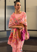 Load image into Gallery viewer, Light Peach Pink Jamawar Woven Cotton Silk Saree