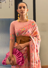 Load image into Gallery viewer, Light Peach Pink Jamawar Woven Cotton Silk Saree