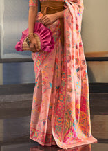 Load image into Gallery viewer, Light Peach Pink Jamawar Woven Cotton Silk Saree