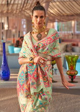 Load image into Gallery viewer, Pastel Green Jamawar Woven Cotton Silk Saree