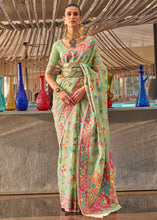 Load image into Gallery viewer, Pastel Green Jamawar Woven Cotton Silk Saree