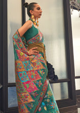 Load image into Gallery viewer, Castleton Green Jamawar Woven Cotton Silk Saree