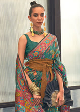 Load image into Gallery viewer, Castleton Green Jamawar Woven Cotton Silk Saree