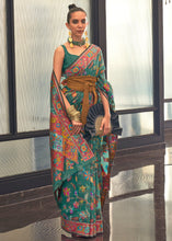 Load image into Gallery viewer, Castleton Green Jamawar Woven Cotton Silk Saree