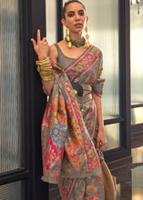 Load image into Gallery viewer, Umber Brown Jamawar Woven Cotton Silk Saree
