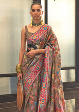 Load image into Gallery viewer, Umber Brown Jamawar Woven Cotton Silk Saree