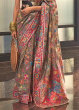 Load image into Gallery viewer, Umber Brown Jamawar Woven Cotton Silk Saree