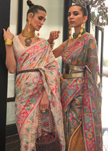 Load image into Gallery viewer, Umber Brown Jamawar Woven Cotton Silk Saree