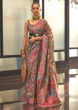 Load image into Gallery viewer, Umber Brown Jamawar Woven Cotton Silk Saree