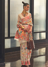Load image into Gallery viewer, Parchment White Jamawar Woven Cotton Silk Saree