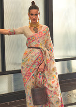 Load image into Gallery viewer, Parchment White Jamawar Woven Cotton Silk Saree