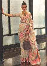 Load image into Gallery viewer, Parchment White Jamawar Woven Cotton Silk Saree