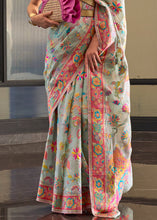 Load image into Gallery viewer, Light Blue Jamawar Woven Cotton Silk Saree