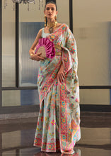 Load image into Gallery viewer, Light Blue Jamawar Woven Cotton Silk Saree