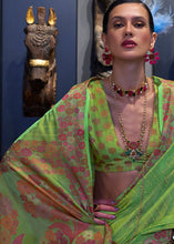 Load image into Gallery viewer, Sheen Green Handloom Woven Dual Tone Organza Silk Saree with Sequins Work