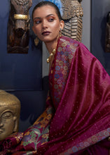 Cargar imagen en el visor de la galería, Plum Purple Handloom Woven Dual Tone Organza Silk Saree with Sequins Work