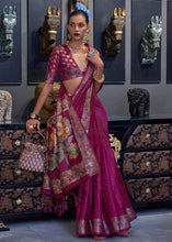 Cargar imagen en el visor de la galería, Plum Purple Handloom Woven Dual Tone Organza Silk Saree with Sequins Work