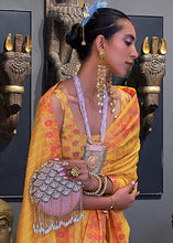 Cargar imagen en el visor de la galería, Cyber Yellow Handloom Woven Dual Tone Organza Silk Saree with Sequins Work